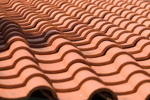A terracotta tile roof